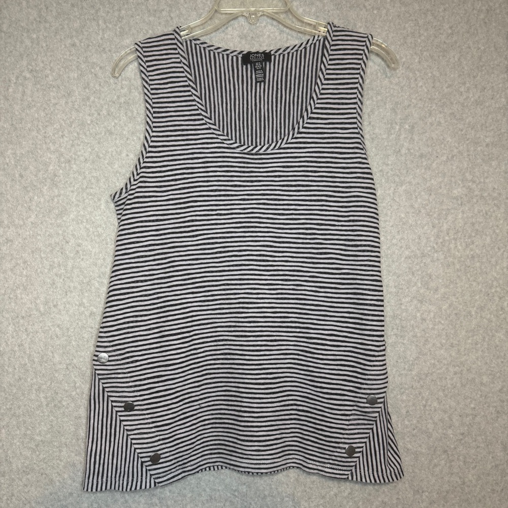 Jones New York Black and Grey Striped Women's Sleeveless Top Size Medium